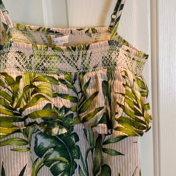 pink and white stripe and palm leaves tank top - Picture 3 of 5